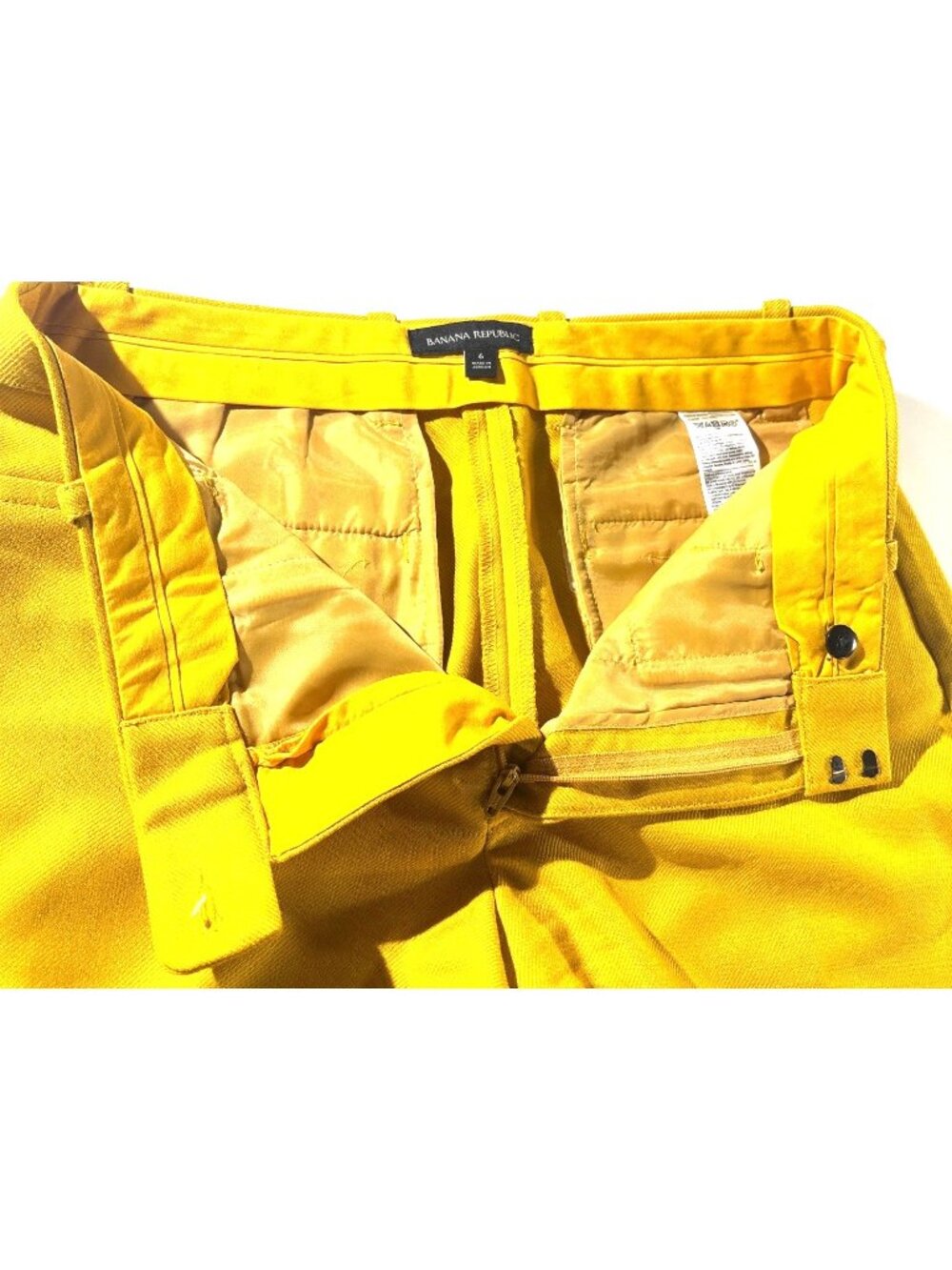 Banana Republic Yellow Trouser Pants Womens Size 6 100% Wool Wide Leg Made In Jo - Picture 4 of 11